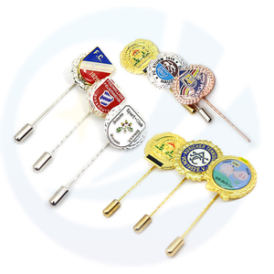 Design Custom Logo Printed Epoxy Sport Club Brooch Badge Metal Enamel Long Needle Luxury Lapel Pins for Suits