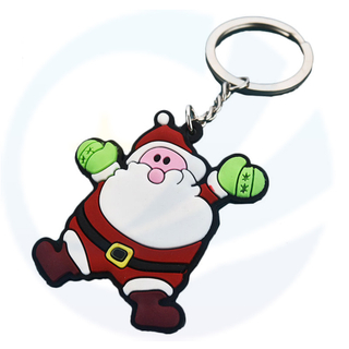 Custom Christmas Cartoon Keychain Cute Santa PVC Promotional Keychains Christmas Gift Pendant