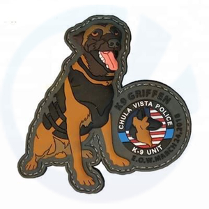 No Minimum Clothes Custom Military Dog 3D PVC Patch Soft Silicone Rubber Logo Badge Patches