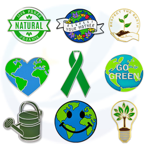 New Style Cheap Customization Eco - Green Life Respect The Earth Soft & Hard Enamel Metal Pin Badge Environmental Protection Enamel Pride Pin for Gift