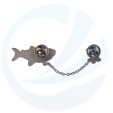 Custom Made Double Brooch Soft Enamel Shirt Metal Collar Chain Lapel Pins