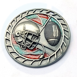 Custom logo metal crafts high quality enamel 3D design sports sport usa football rugby challenge coin as souvenir