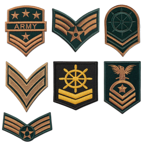 Embroidered Us Army Rank Sew on Patches, Green Fabric Us Military style Rank Patches, Single Private, Corporal, Sergeant Rank Patches for Jackets