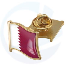 Manufacturers Custom Metal Zinc Alloy Soft Hard Enamel Bulk Qatar National Day Flag Lapel Pin Badge Opener Cufflinks