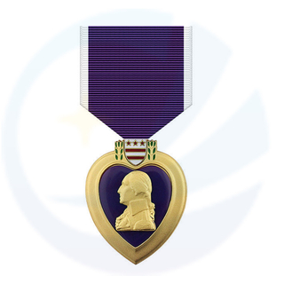 Custom The Purple Heart Medal of the United States Metal Cross Religious Honor Award Medal With Ribbon