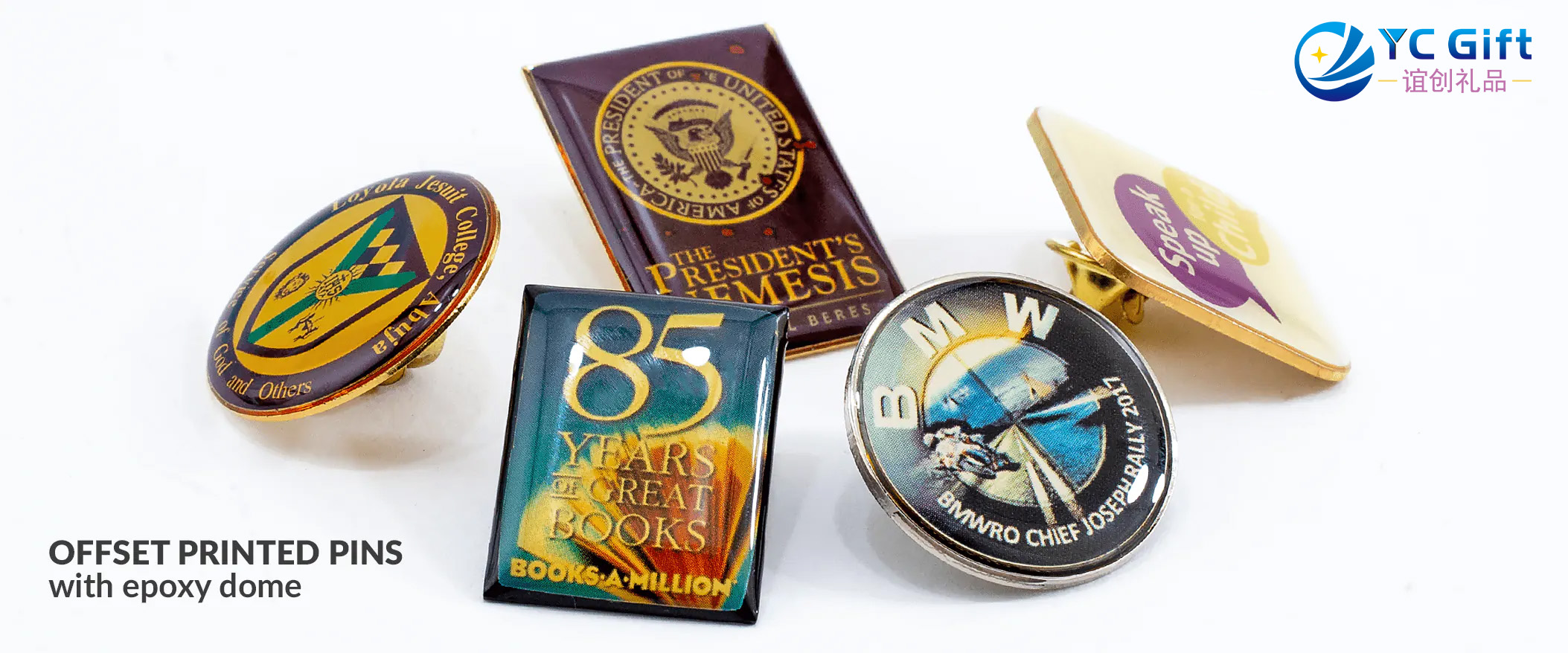 offset printed pins