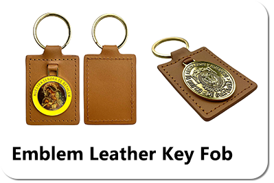 Emblem Leather Key Fob