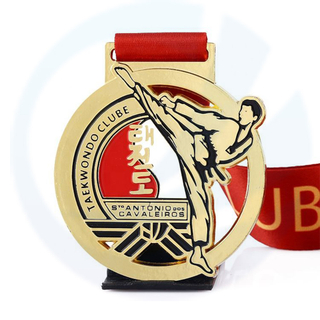 2023 China medal custom gold wrestling sports Korea metal jiu jitsu judo karate taekwondo medal with ribbon