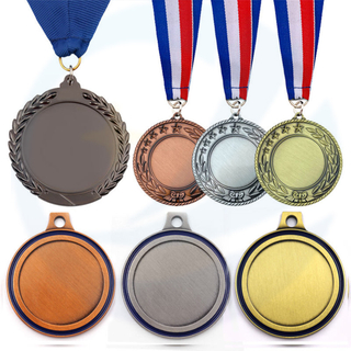 Wholesale Custom Sports Medals Award Metal Blank Medal And Trophies With Ribbon Soccer Swimming Basketball Running Game Medal