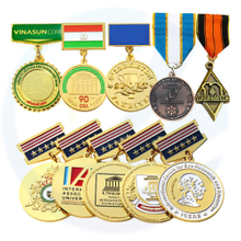 Factory Wholesale Custom Award Medallion Us Honor velvet box medal and badge