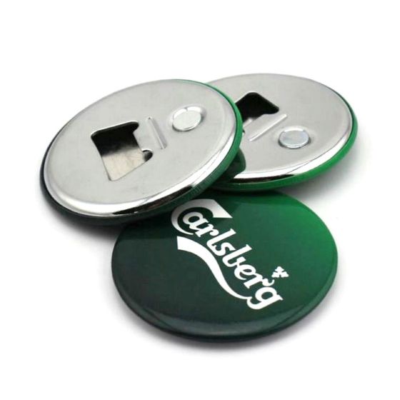 custom bottle opener tin badge